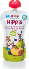 Хипп(HIPP) пюре яблоко/персик/лес.ягоды 100г пауч