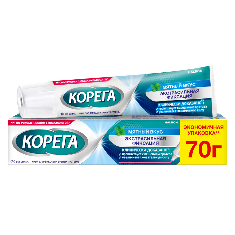Корега крем д/фикс з/протезов Экстра Сильный мятный вкус 70мл