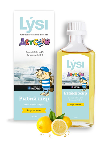 Лиси Омега-3 Рыбий жир детский со вкусом лимона 240мл