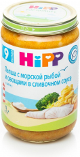Хипп(HIPP) лапша с морской рыбой и овощами в сливочном соусе 220г