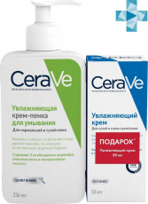 Цераве(CeraVe) промо крем-пенка увлаж д/умывания 236мл+увлажняющий крем 50мл д/сухой и очень сухой кожи лица и тела