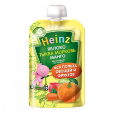 Хайнц(Heinz) пюре морковь/тыква/манго 90г пауч