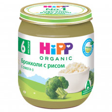 Хипп(HIPP) пюре брокколи/рис 125г ст/б