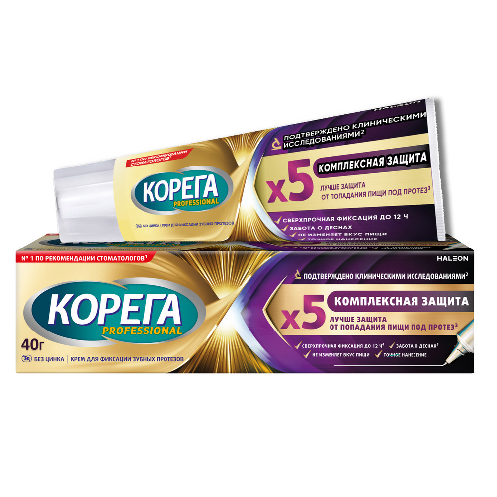 Корега Professional Комплексная защита крем для фиксации зубных протезов 40г