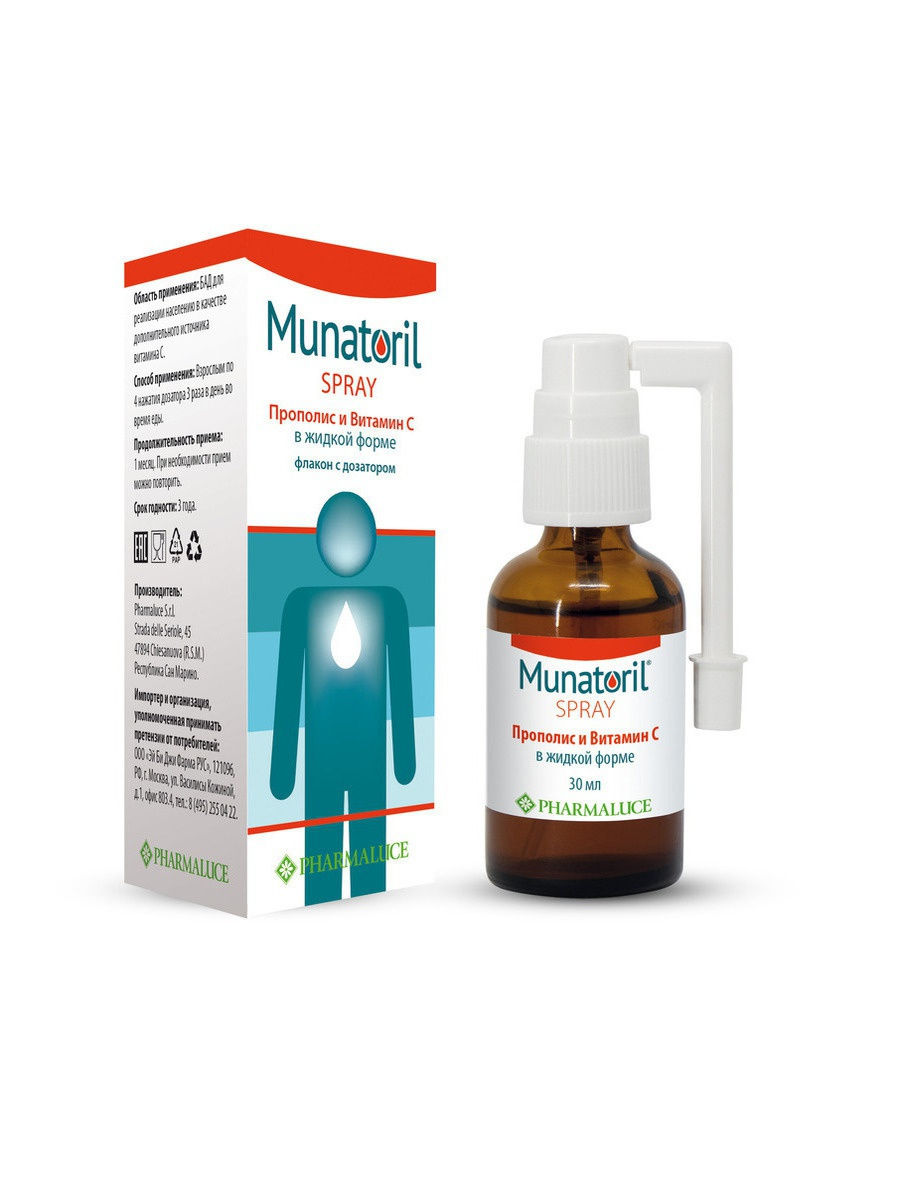 Мунаторил прополис и витамин С спрей д/горла 30мл