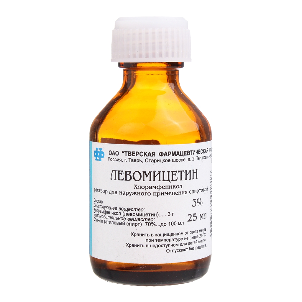 Левомицетин р-р д/наруж спирт 3% фл 25мл