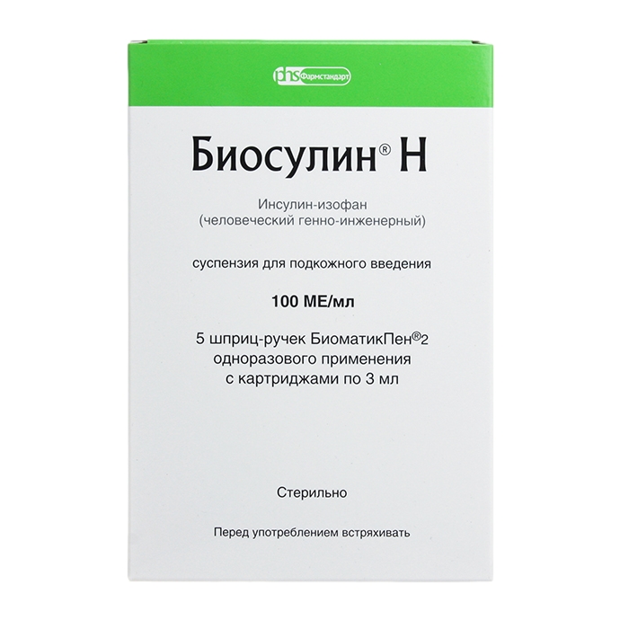 Биосулин H сусп д/п/к введ 100МЕ/мл 3мл №5