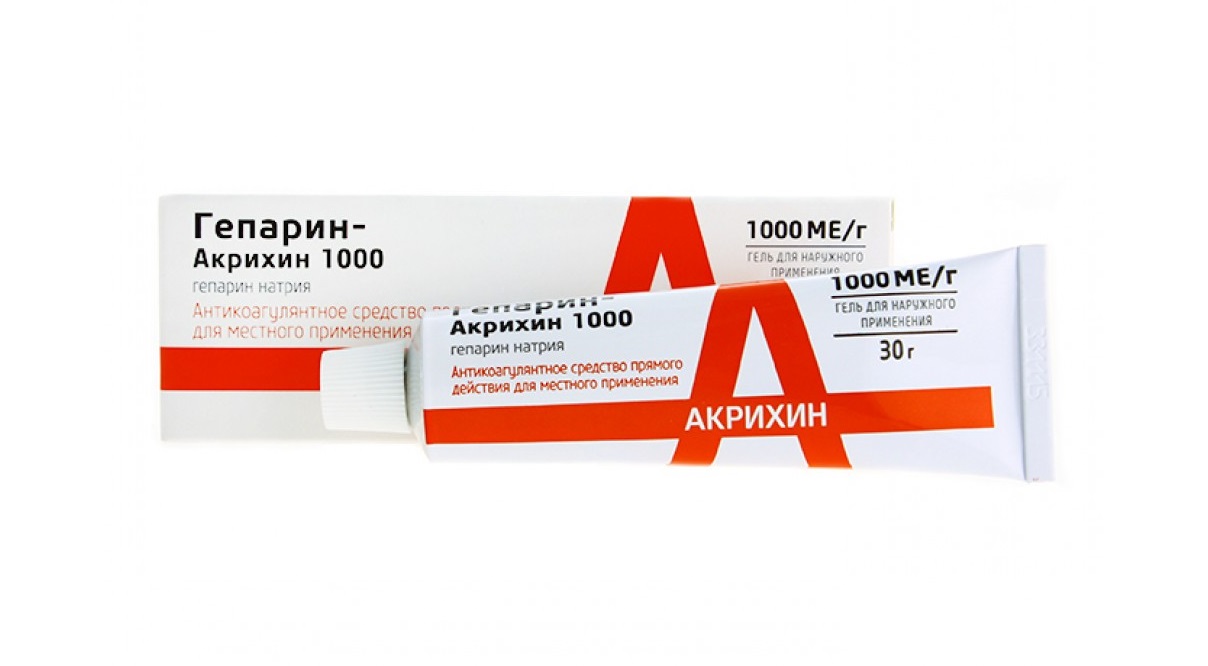 Гепарин-Акрихин гель д/наружн примен 1000МЕ 30г