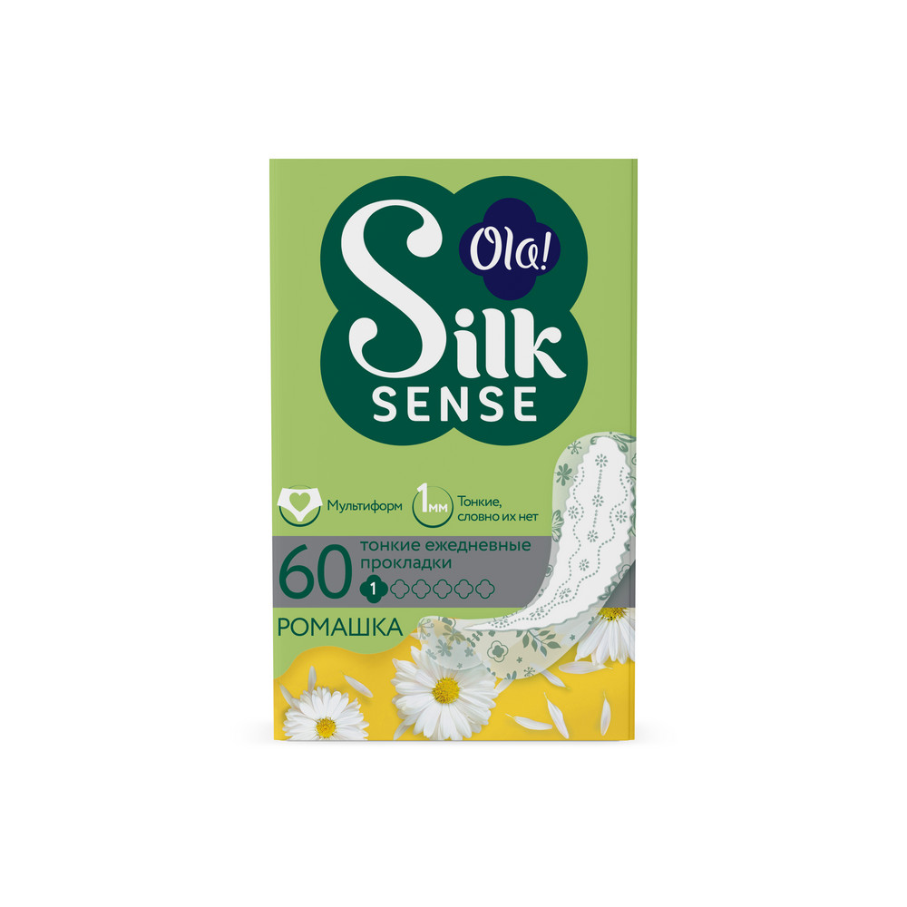 Ола(Ola) Silk Sense LIGHT прокладки ежедневные тонкие стринг-мультиформ аромат Ромашка №60