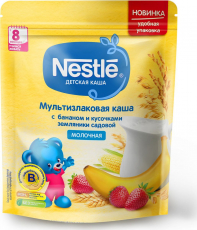 Нестле(Nestle) Каша Молоч сух мультизлак банан земляника 220г