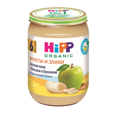 Хипп(HIPP) каша зерновая с яблоками  и бананами 190г