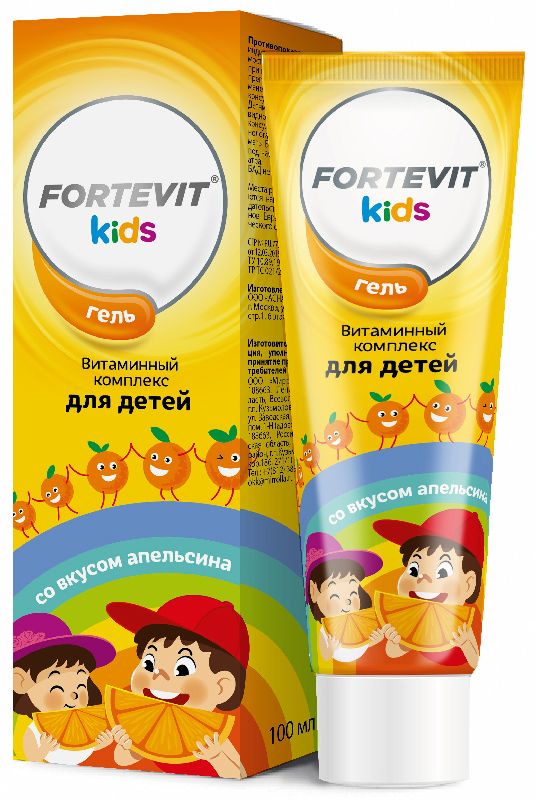 Фортевит кидс витагель витаминный комплекс для детей со вкусом апельсина 100мл