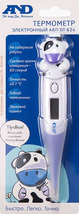 АНД термометр электронный DT-624 держатель Коровка
