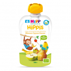 Хипп(HIPP) пюре яблоко/груша/банан 100г пауч