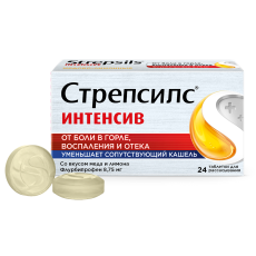 Стрепсилс Интенсив мед-лимон таб д/рассас №24