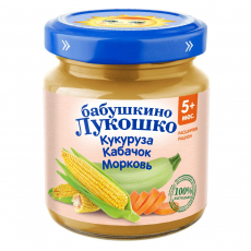 Бабушкино Лукошко пюре 100г кукуруза-кабачок-морковь ст/б