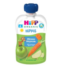Хипп(HIPP) пюре яблоко морковь 100г пауч